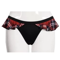 Bas De Bikini 'Scotish' Noir Et Tartan Rouge