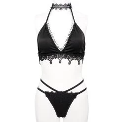 Bikini 'Narcissa' Noir Avec Tour De Cou En Dentelle