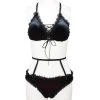 Bikini 'Sexy Velvet' Noir Et Rouge 1 Bikini 'Sexy Velvet' Noir Et Rouge -Magasin De Mode bikini sexy velvet noir et rouge