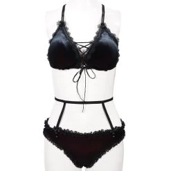 Bikini 'Sexy Velvet' Noir Et Rouge -Magasin De Mode bikini sexy velvet noir et rouge 8