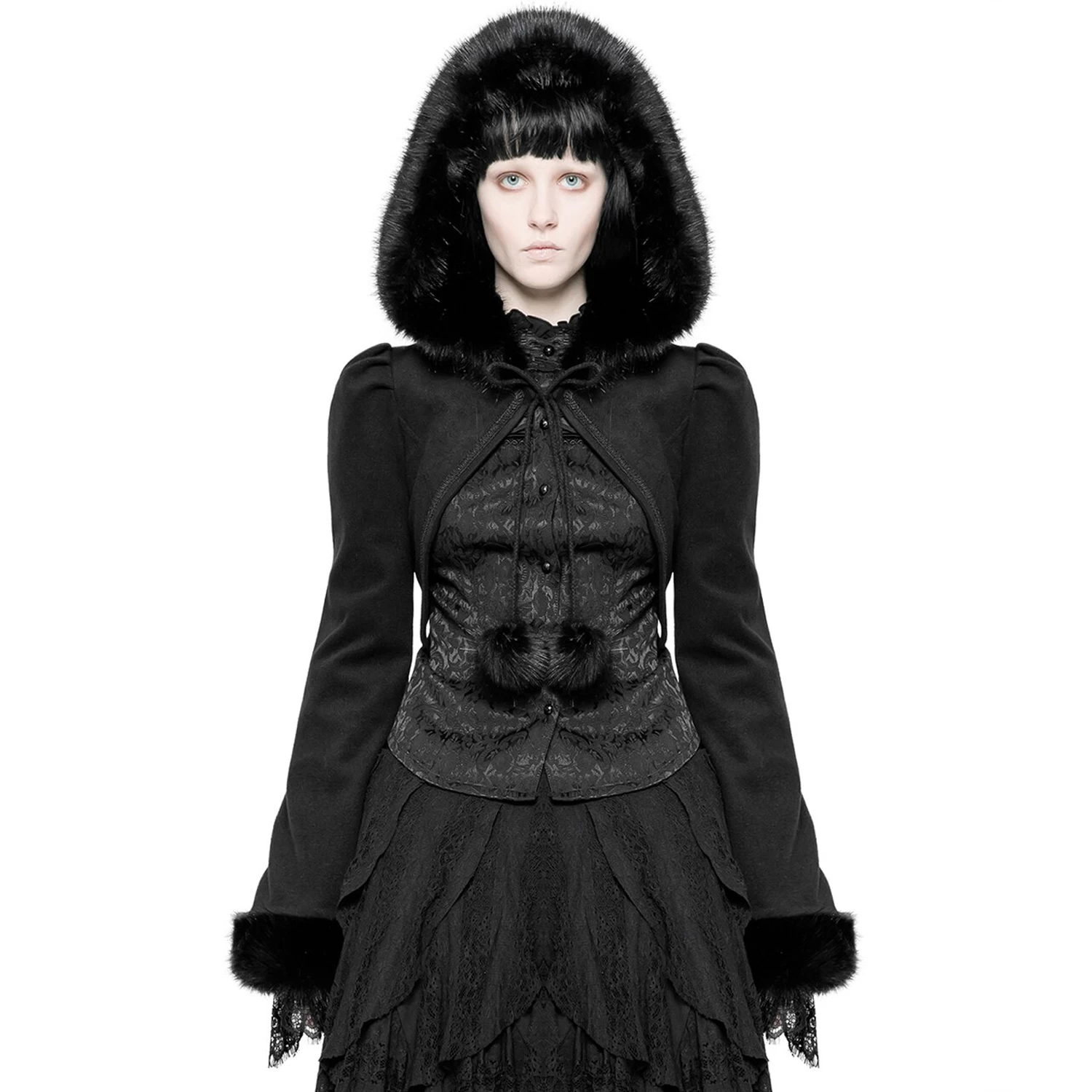 Boléro Gothic Lolita 'Melissa' Noir à Capuche 4 Boléro Gothic Lolita 'Melissa' Noir à Capuche – Image 2