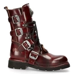 Bottes New Rock Comfort Light En Cuir Bordeaux