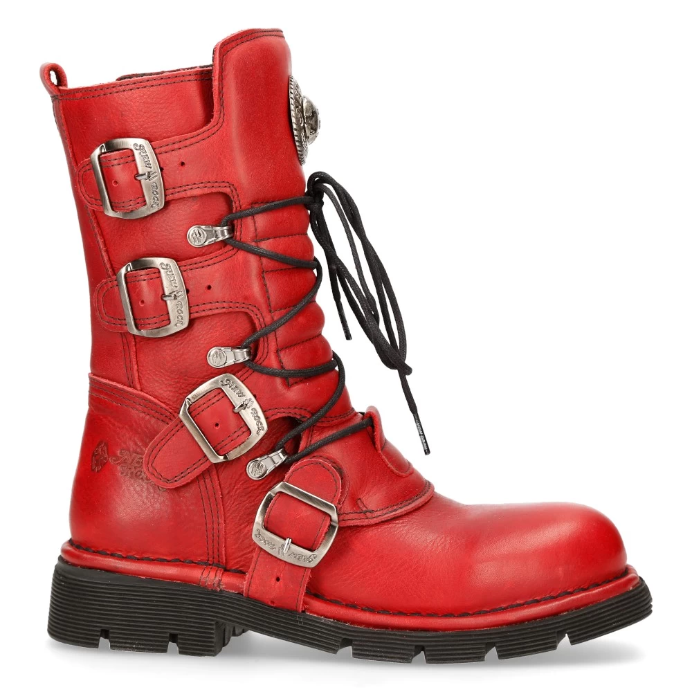 Bottes New Rock Comfort Light En Cuir Rouge 3 Bottes New Rock Comfort Light En Cuir Rouge