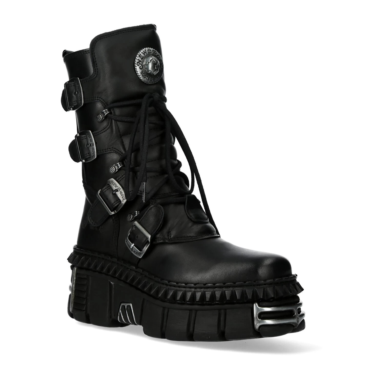 Bottes New Rock Metallic En Cuir Itali Et Nomada Noirs 4 Bottes New Rock Metallic En Cuir Itali Et Nomada Noirs – Image 2