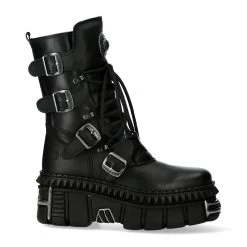 Bottes New Rock Metallic En Cuir Itali Et Nomada Noirs