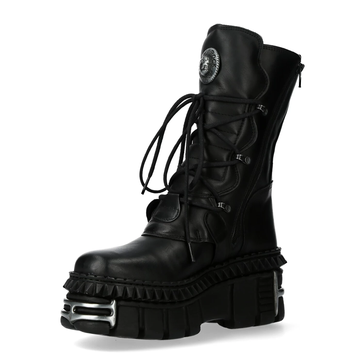 Bottes New Rock Metallic En Cuir Itali Et Nomada Noirs 6 Bottes New Rock Metallic En Cuir Itali Et Nomada Noirs – Image 4