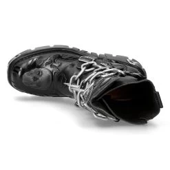 Bottes New Rock Metallic Itali Noir Et Skull En Cuir... 16 Bottes New Rock Metallic Itali Noir Et Skull En Cuir... -Magasin De Mode bottes new rock metallic itali noir et skull en cuir noir verni avec clous et chaines 6