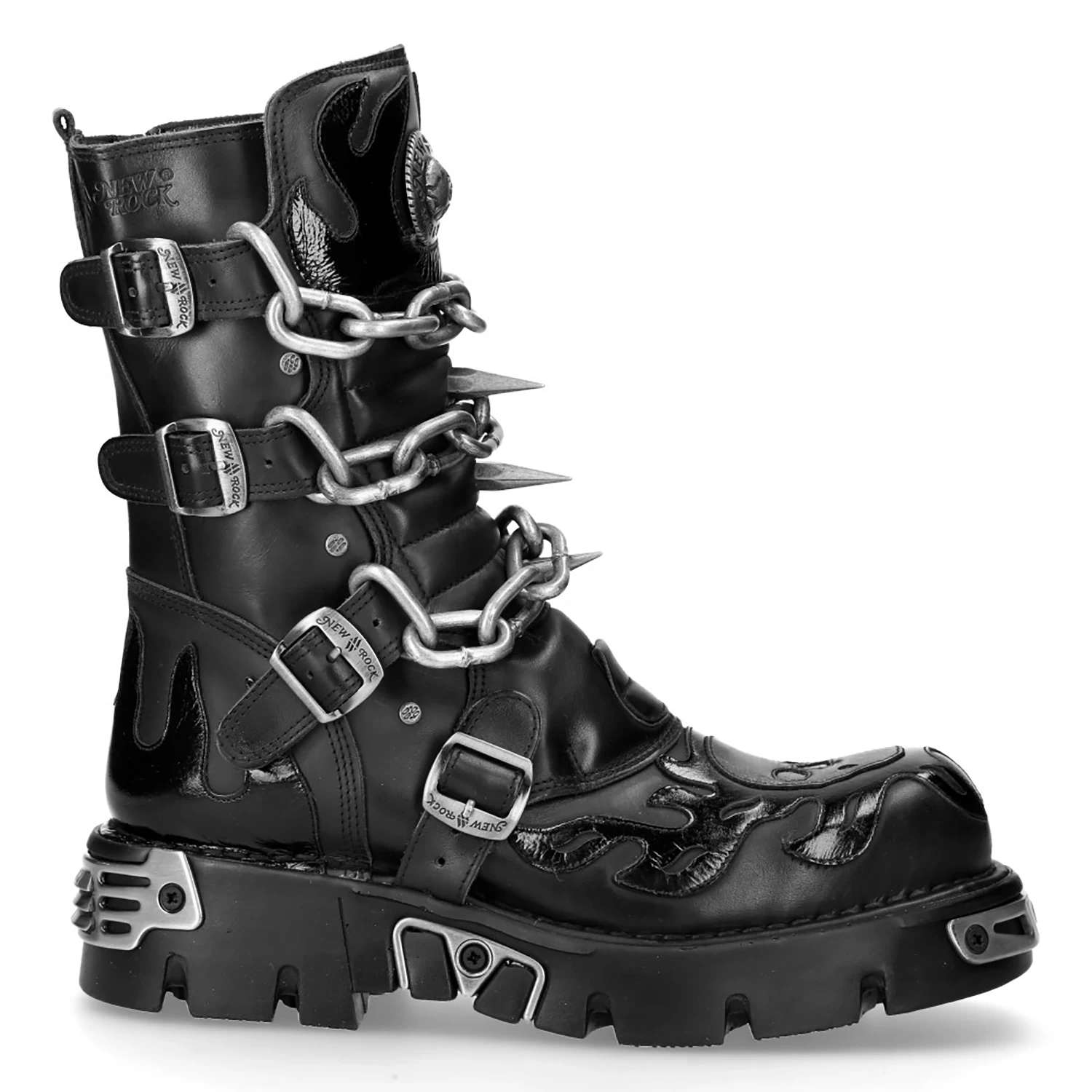 Bottes New Rock Metallic Itali Noir Et Skull En Cuir... 3 Bottes New Rock Metallic Itali Noir Et Skull En Cuir...