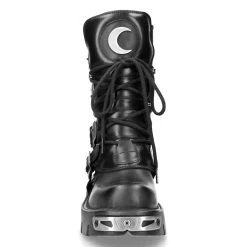 Bottes New Rock Metallic Luna En Cuir Noir -Magasin De Mode bottes new rock metallic luna en cuir noir 2