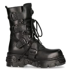 Bottes New Rock Metallic Oxido En Cuir Noir