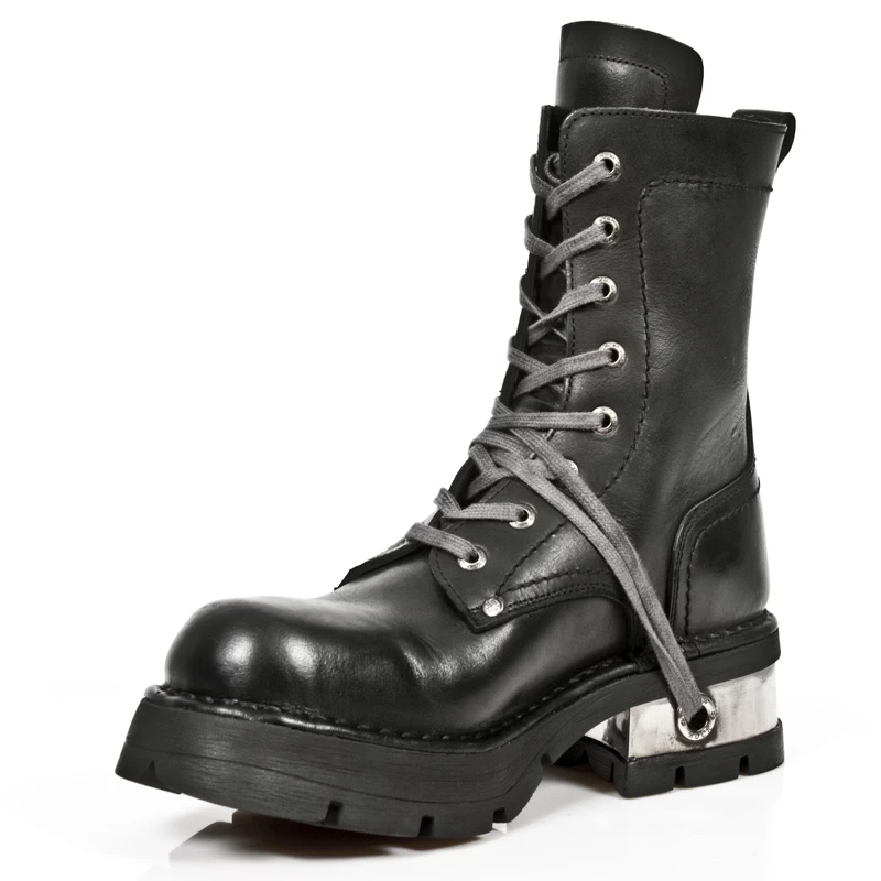 NEW ROCK Bottines Neo Biker En Cuir Itali Noir Avec Skull Et... 6 NEW ROCK Bottines Neo Biker En Cuir Itali Noir Avec Skull Et... – Image 4