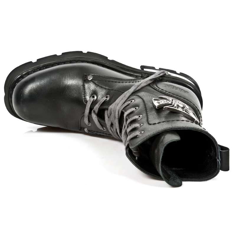 NEW ROCK Bottines Neo Biker En Cuir Itali Noir Avec Skull Et... 9 NEW ROCK Bottines Neo Biker En Cuir Itali Noir Avec Skull Et... – Image 7