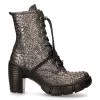 Bottines New Rock Trail En Cuir Vegan Python Acier -Magasin De Mode bottines new rock trail en cuir vegan python acier