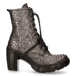 Bottines New Rock Trail En Cuir Vegan Python Acier