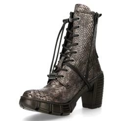 Bottines New Rock Trail En Cuir Vegan Python Acier -Magasin De Mode bottines new rock trail en cuir vegan python acier 3