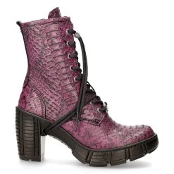 Bottines New Rock Trail En Cuir Vegan Python Lilas