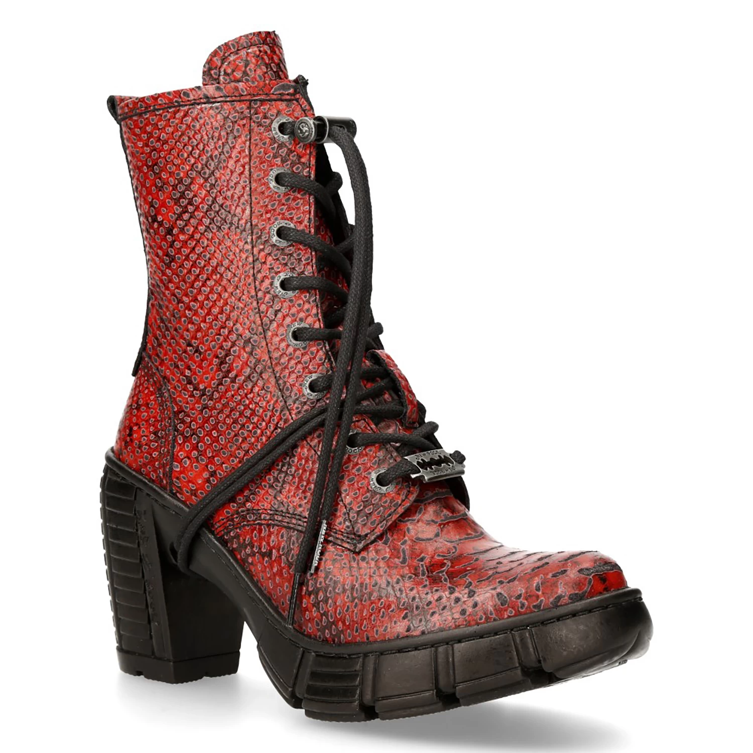 Bottines New Rock Trail En Cuir Vegan Python Rouge 4 Bottines New Rock Trail En Cuir Vegan Python Rouge – Image 2