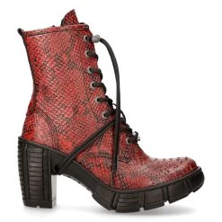 Bottines New Rock Trail En Cuir Vegan Python Rouge