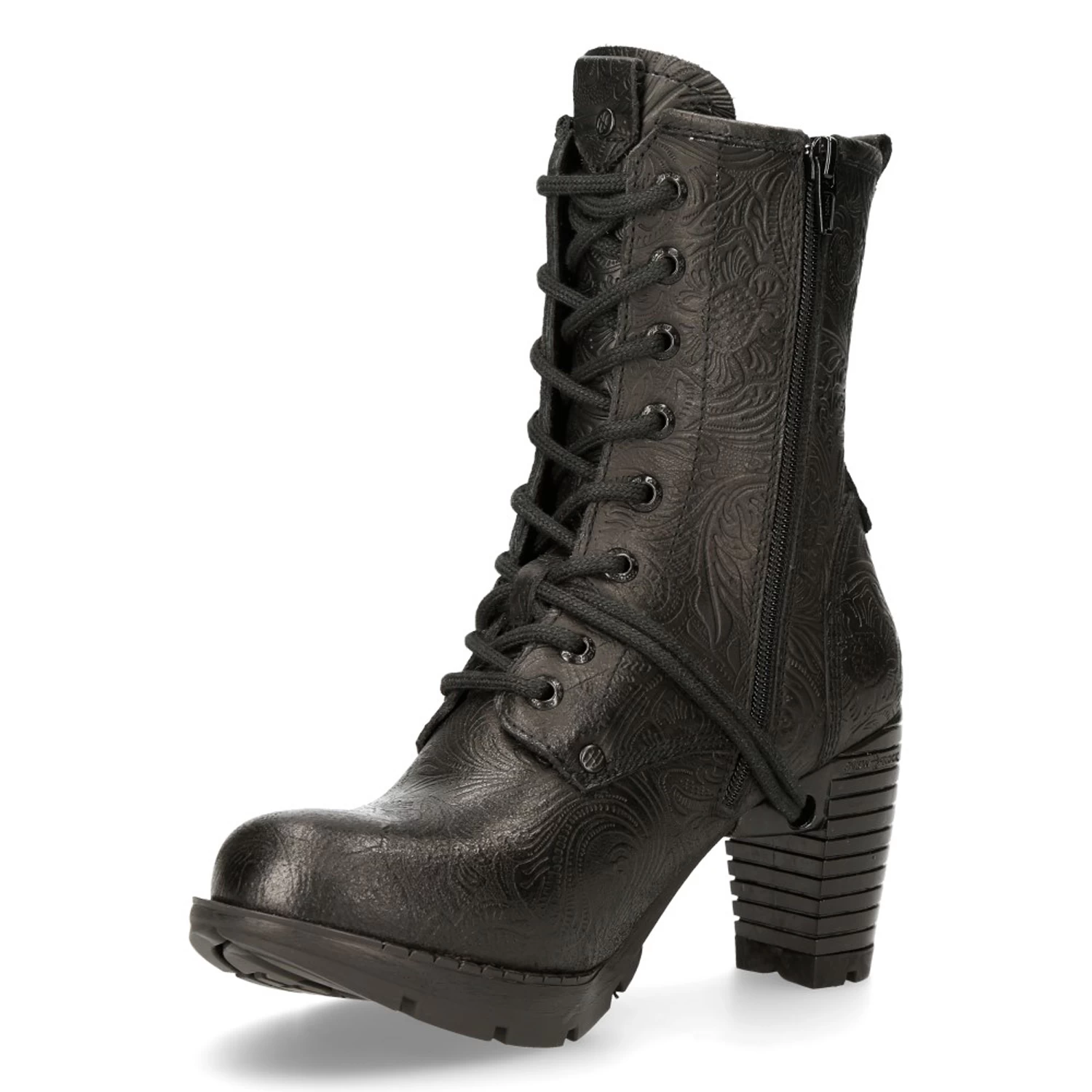 Bottines New Rock Trail En Cuir Vintage Flower Noir 6 Bottines New Rock Trail En Cuir Vintage Flower Noir – Image 4