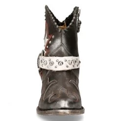 Bottines New Rock West En Cuir Gris Et Blanc -Magasin De Mode bottines new rock west en cuir gris et blanc 2