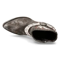 Bottines New Rock West En Cuir Gris Et Blanc -Magasin De Mode bottines new rock west en cuir gris et blanc 6