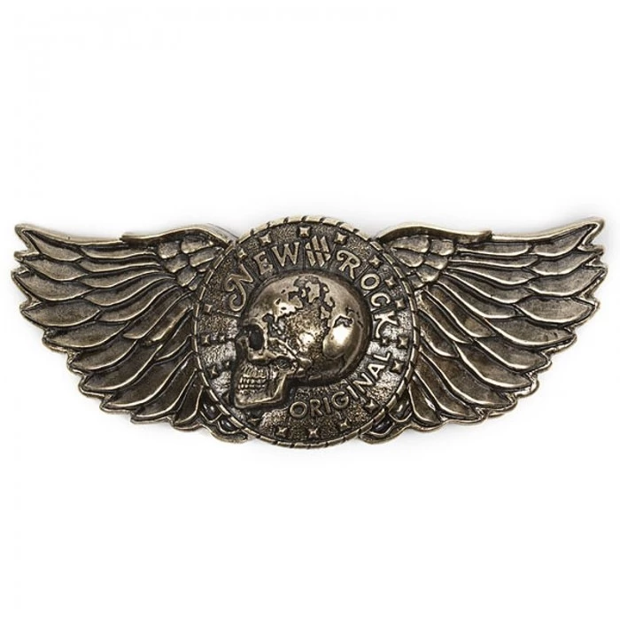 NEW ROCK Boucle De Ceinture Skull Wings Dorée 3 NEW ROCK Boucle De Ceinture Skull Wings Dorée