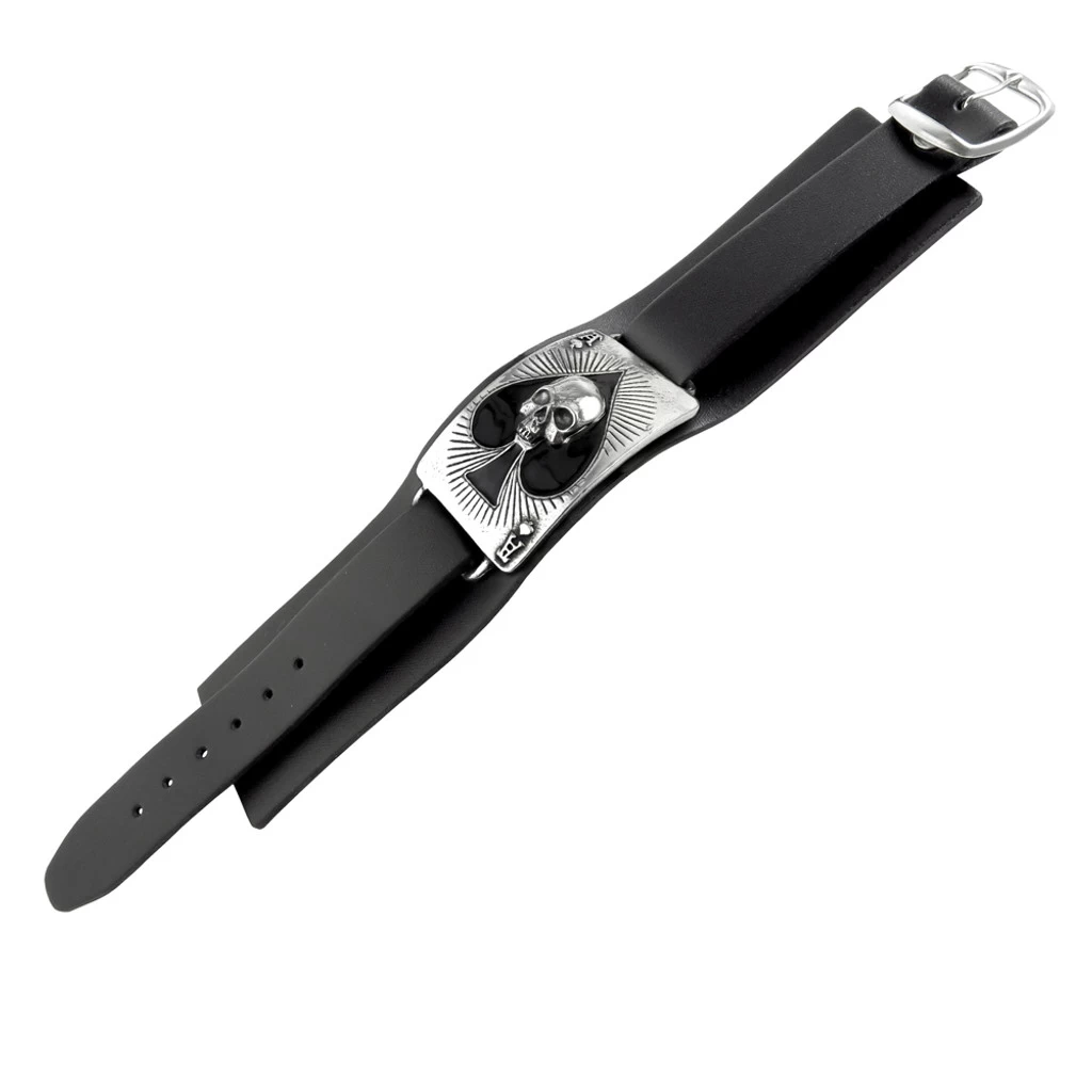 Bracelet 'Ace Of Dead' En Cuir Noir 5 Bracelet 'Ace Of Dead' En Cuir Noir – Image 3