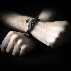 Bracelet 'Black Consort' En Cuir Noir -Magasin De Mode bracelet black consort en cuir noir 3