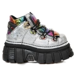 Chaussures New Rock Metallic Argent Et Multicolores
