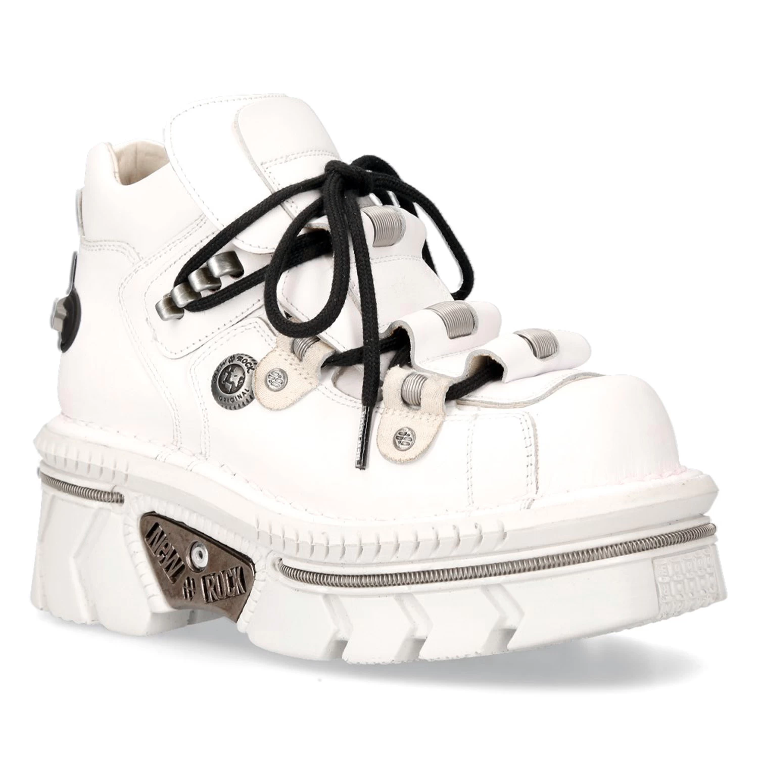 Chaussures New Rock Metallic En Cuir Blanc 4 Chaussures New Rock Metallic En Cuir Blanc – Image 2