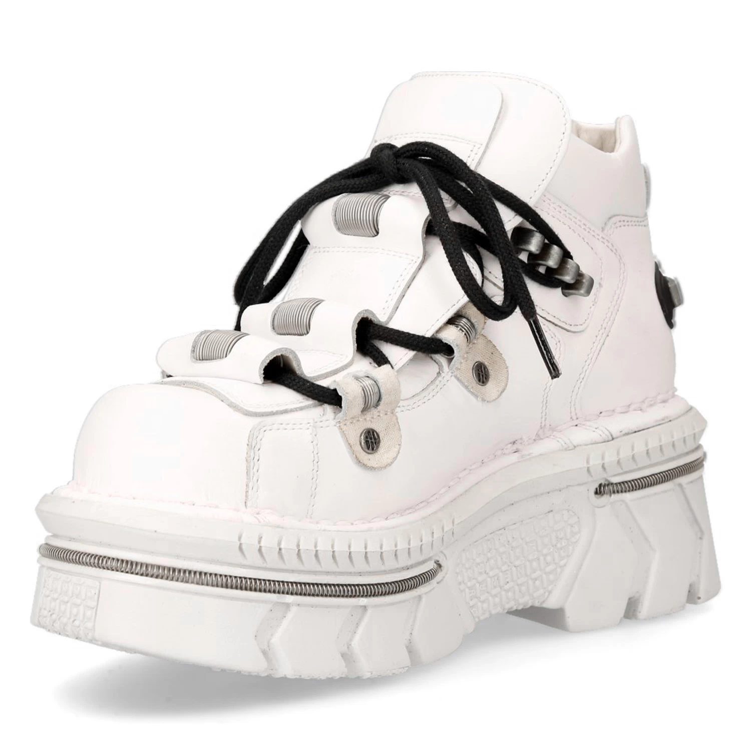 Chaussures New Rock Metallic En Cuir Blanc 6 Chaussures New Rock Metallic En Cuir Blanc – Image 4