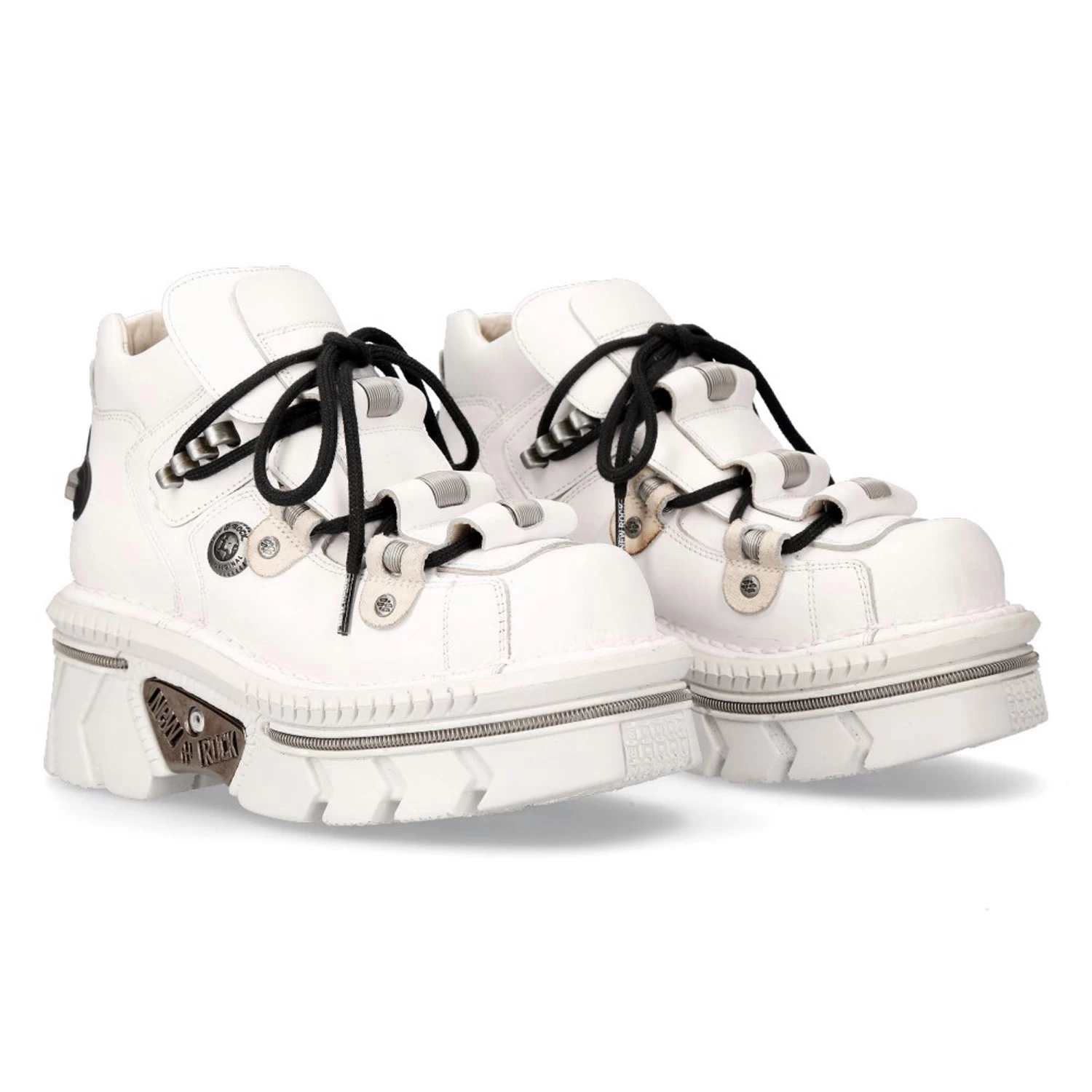 Chaussures New Rock Metallic En Cuir Blanc 11 Chaussures New Rock Metallic En Cuir Blanc – Image 9