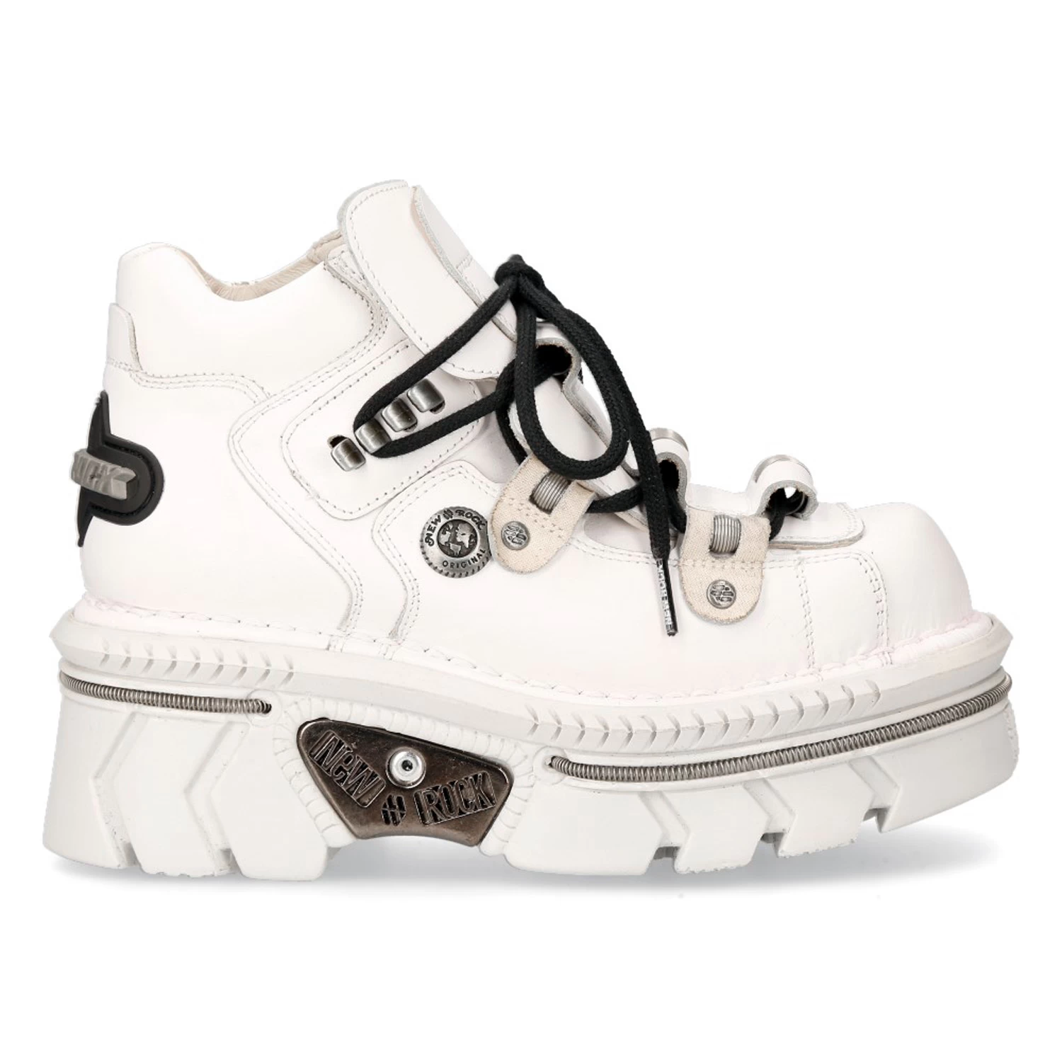 Chaussures New Rock Metallic En Cuir Blanc 3 Chaussures New Rock Metallic En Cuir Blanc