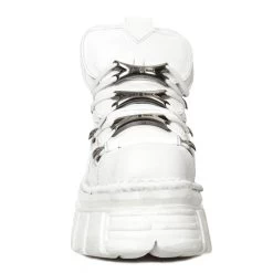 Chaussures New Rock Metallic En Cuir Napa Blanc -Magasin De Mode chaussures new rock metallic en cuir napa blanc 2