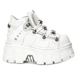 Chaussures New Rock Metallic En Cuir Napa Blanc