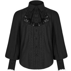 Chemise à Jabot 'Lovecraft' Noire Avec Manches...