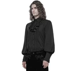 Chemise à Jabot 'Lovecraft' Noire Avec Manches... -Magasin De Mode chemise a jabot lovecraft noire avec manches bouffantes 3