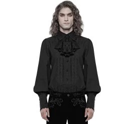 Chemise à Jabot 'Lovecraft' Noire Avec Manches... -Magasin De Mode chemise a jabot lovecraft noire avec manches bouffantes 4