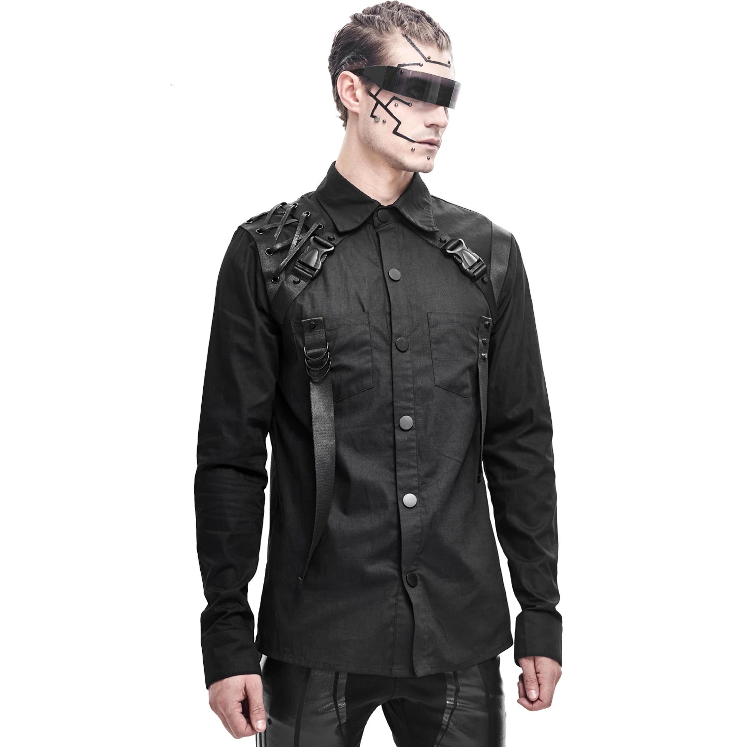 Chemise 'Cyberpunk' Noire 4 Chemise 'Cyberpunk' Noire – Image 2