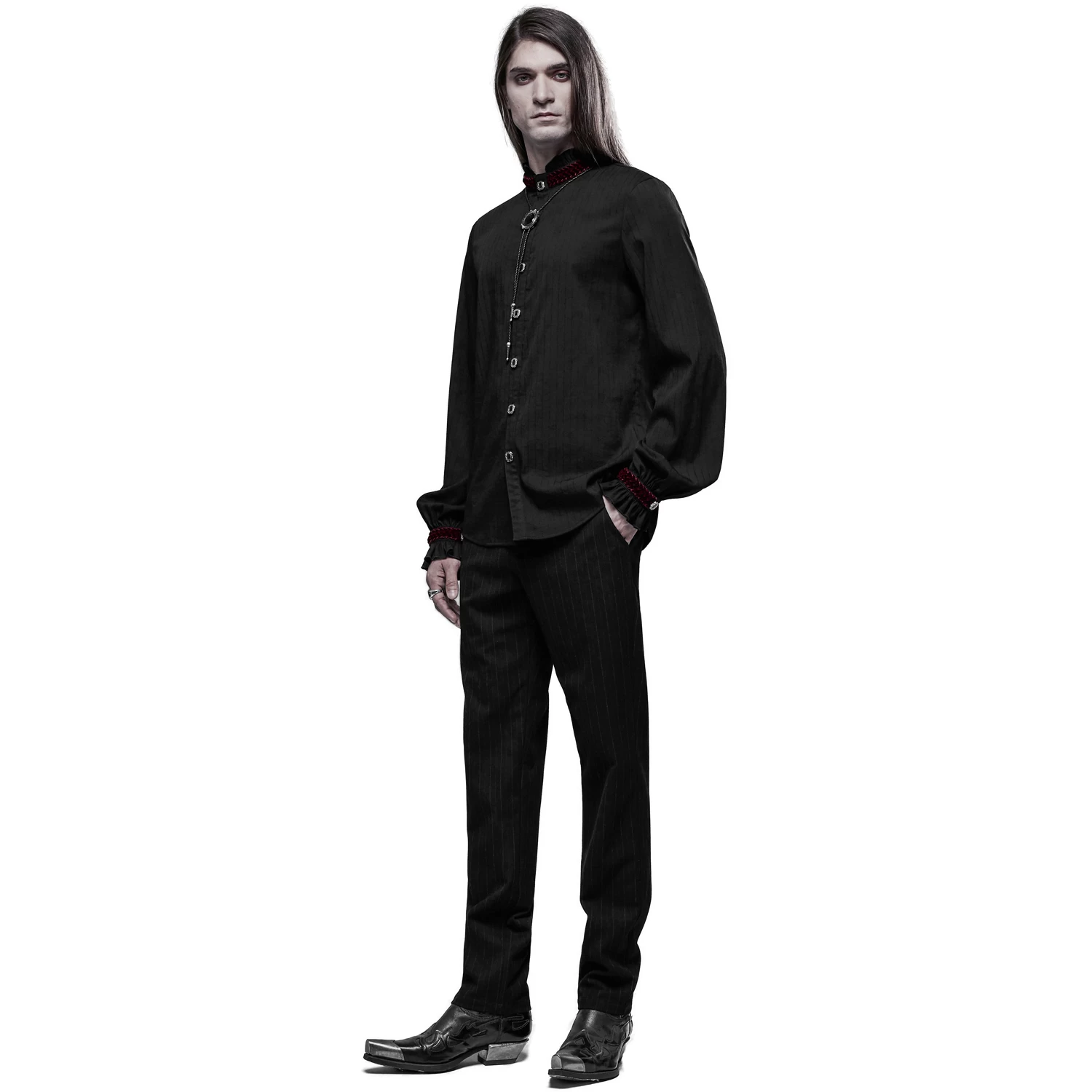 Chemise 'Desmond' Noire Et Bordeaux 8 Chemise 'Desmond' Noire Et Bordeaux – Image 6