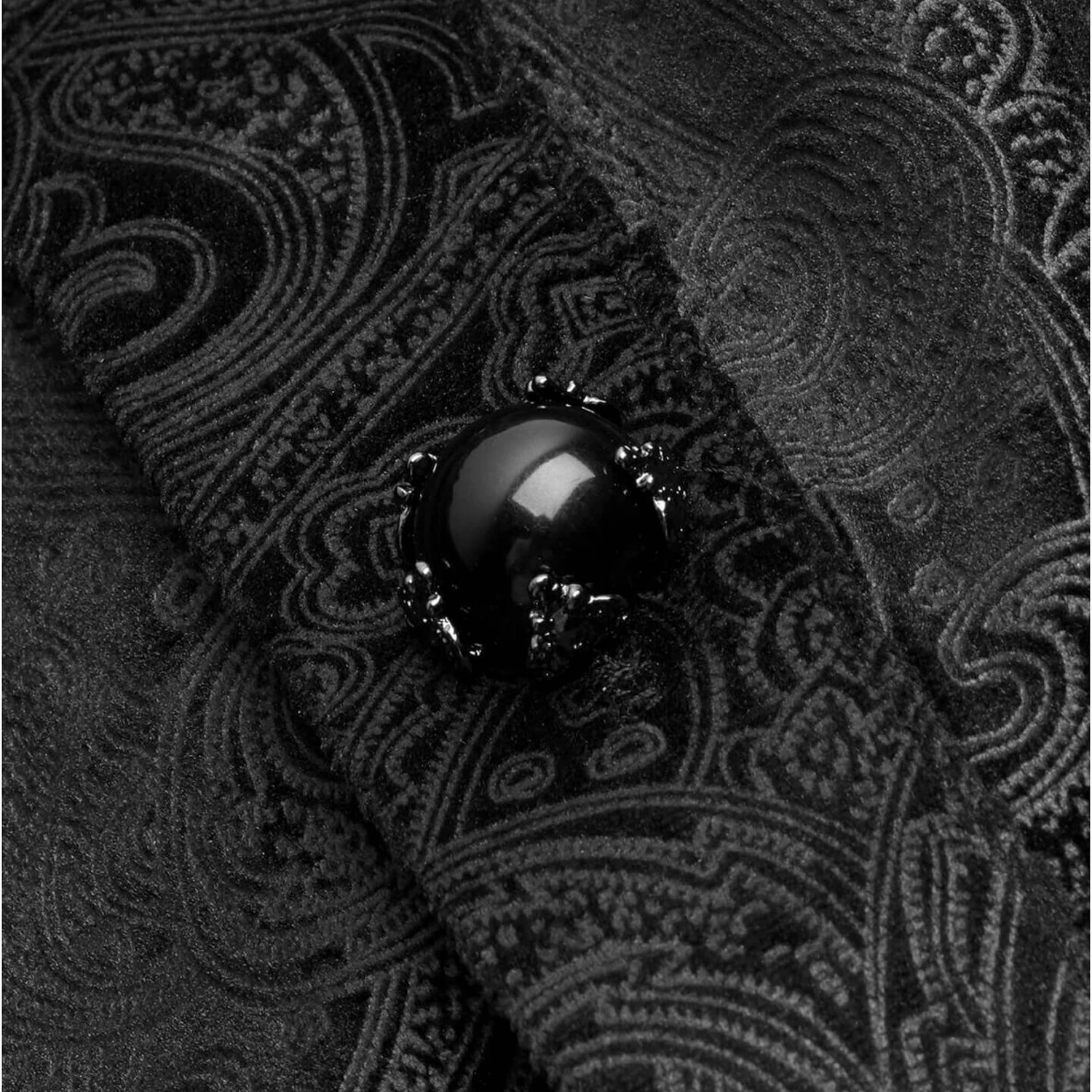 Chemise 'Nocturn' En Brocard Noire 10 Chemise 'Nocturn' En Brocard Noire – Image 8