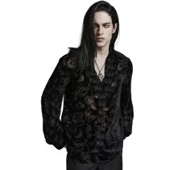 Chemise 'Piranha' En Velours Noir -Magasin De Mode chemise piranha en velours noir 3