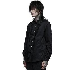 Chemise Victorienne 'Goth Applique' Noire -Magasin De Mode chemise victorienne goth applique noire 3