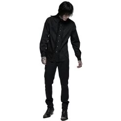 Chemise Victorienne 'Goth Applique' Noire -Magasin De Mode chemise victorienne goth applique noire 4