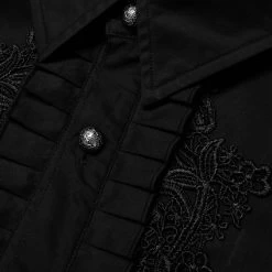 Chemise Victorienne 'Goth Applique' Noire -Magasin De Mode chemise victorienne goth applique noire 9