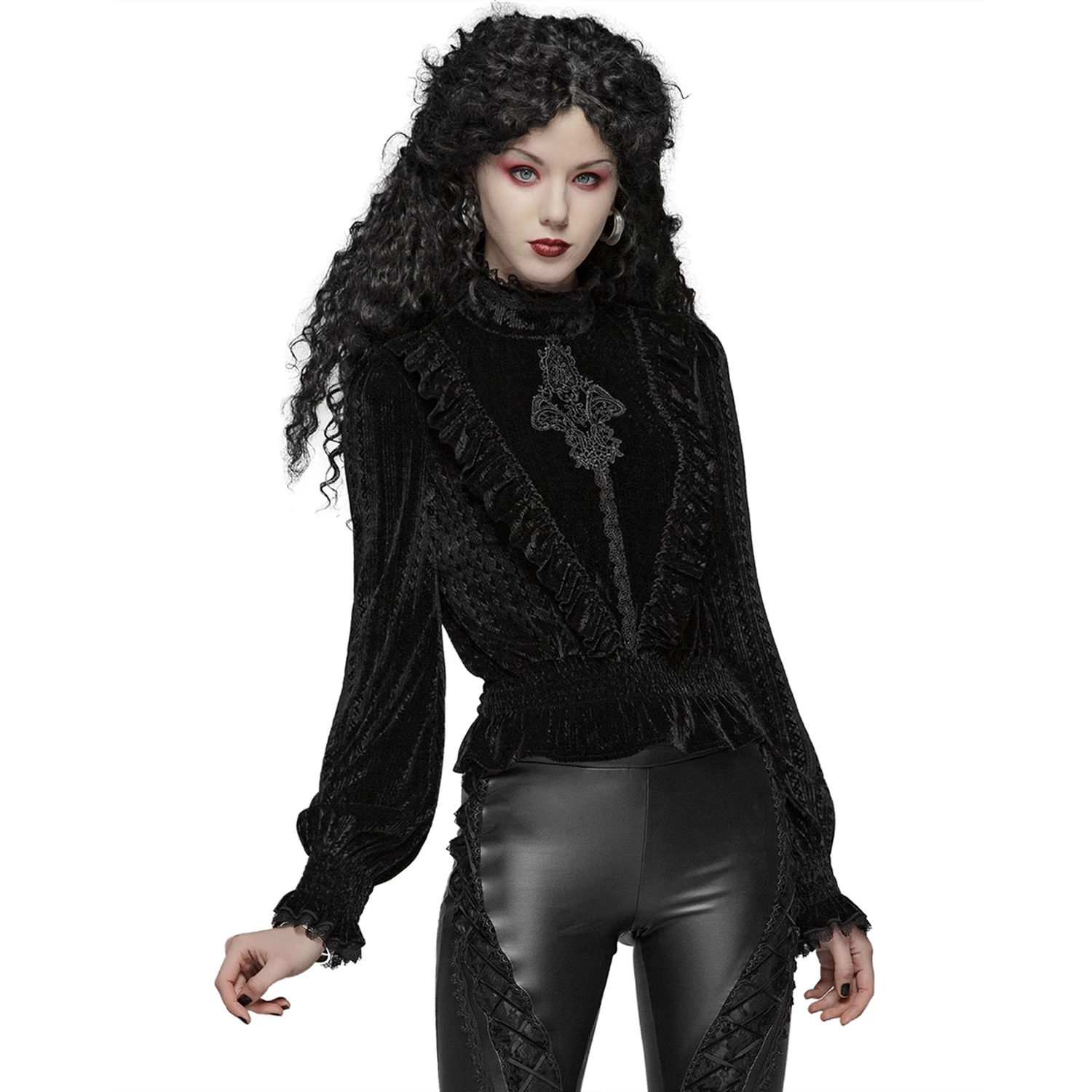 Chemisier 'Amuria' En Velours Noir 4 Chemisier 'Amuria' En Velours Noir â Image 2