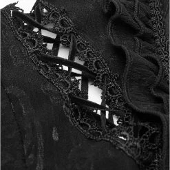 Chemisier Gothique 'Le Fleur Noire' à Manches Courtes -Magasin De Mode chemisier gothique le fleur noire a manches courtes 10