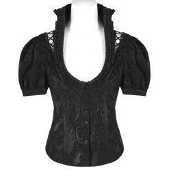 Chemisier Gothique 'Le Fleur Noire' à Manches Courtes