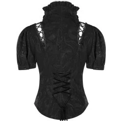 Chemisier Gothique 'Le Fleur Noire' à Manches Courtes -Magasin De Mode chemisier gothique le fleur noire a manches courtes 8