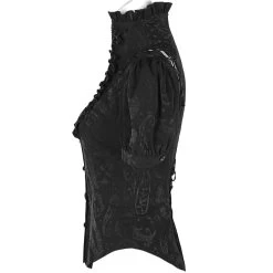 Chemisier Gothique 'Le Fleur Noire' à Manches Courtes -Magasin De Mode chemisier gothique le fleur noire a manches courtes 9